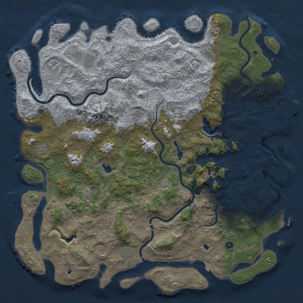 Rust Map: Procedural Map, Size: 6000, Seed: 890893, 19 Monuments