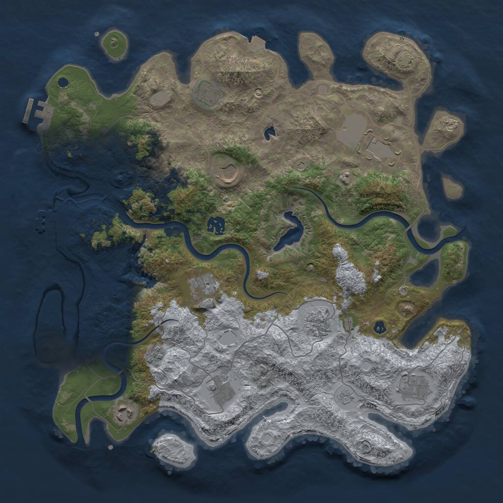 Rust Map: Procedural Map, Size: 4000, Seed: 2054468984, 16 Monuments
