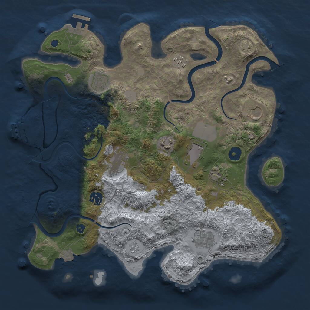 Rust Map: Procedural Map, Size: 3500, Seed: 32856, 15 Monuments