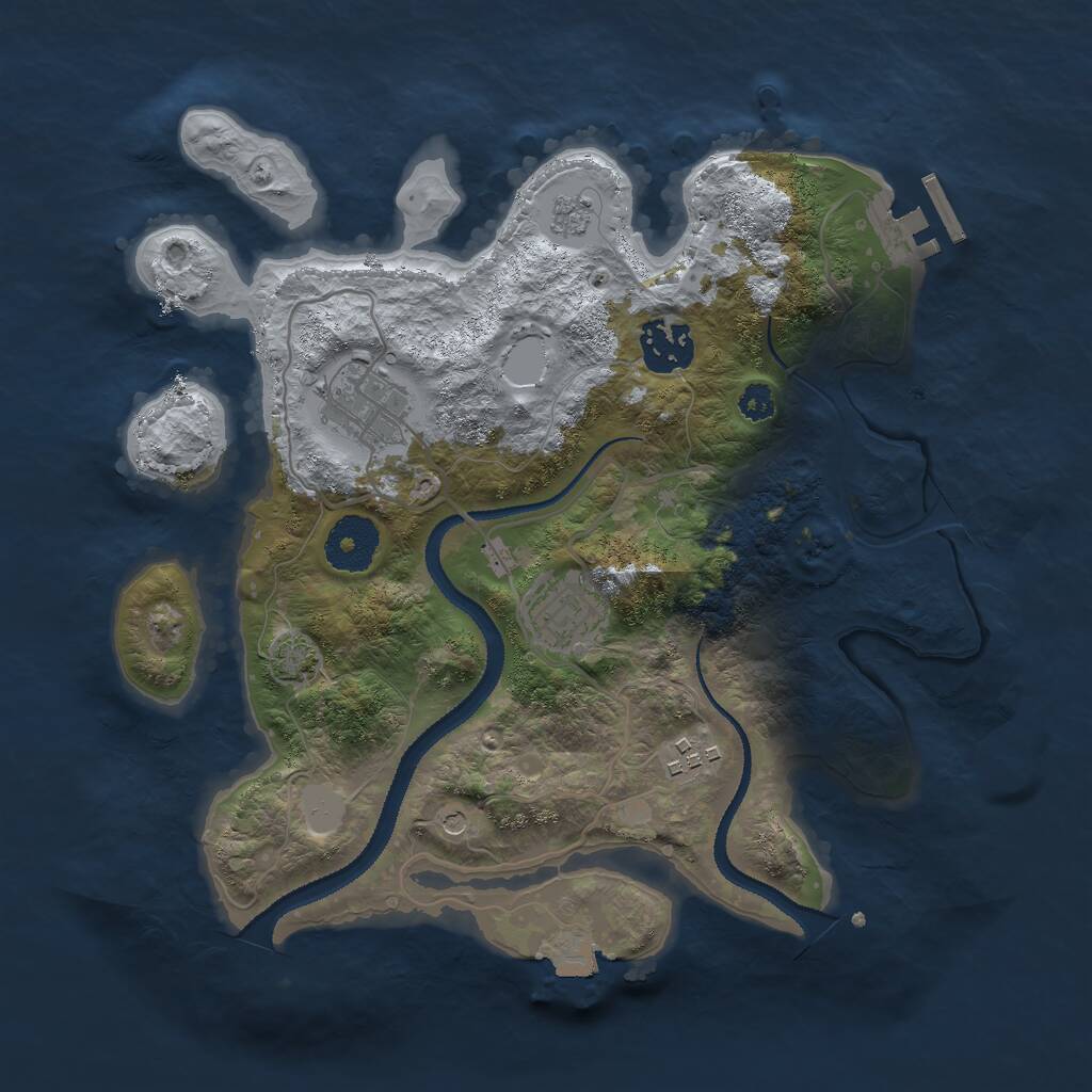 Rust Map: Procedural Map, Size: 3000, Seed: 24598, 9 Monuments