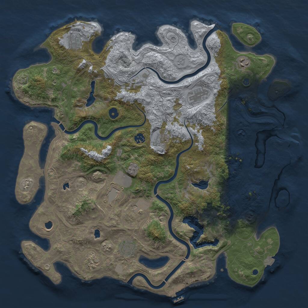 Rust Map: Procedural Map, Size: 4500, Seed: 246210516, 17 Monuments