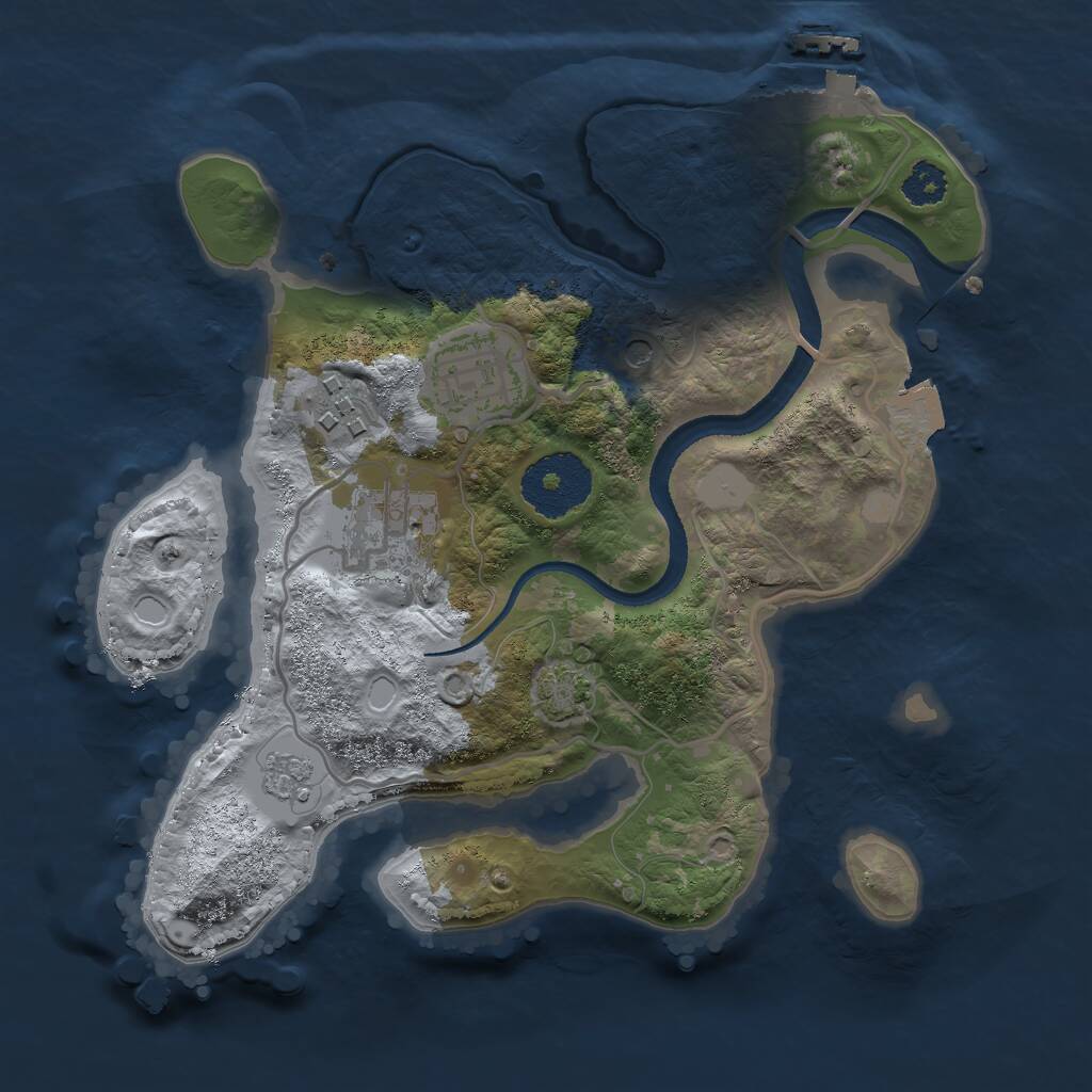 Rust Map: Procedural Map, Size: 2500, Seed: 253385359, 8 Monuments