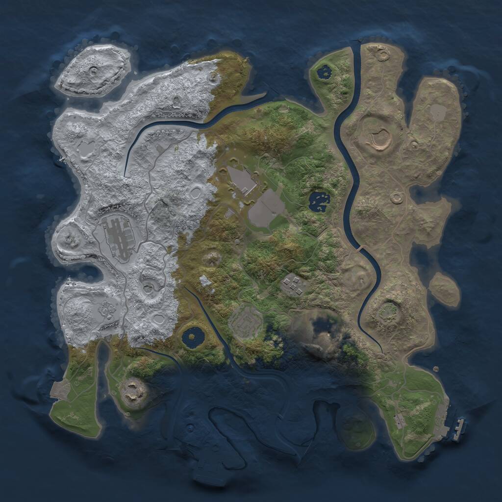 Rust Map: Procedural Map, Size: 3500, Seed: 1455856372, 14 Monuments