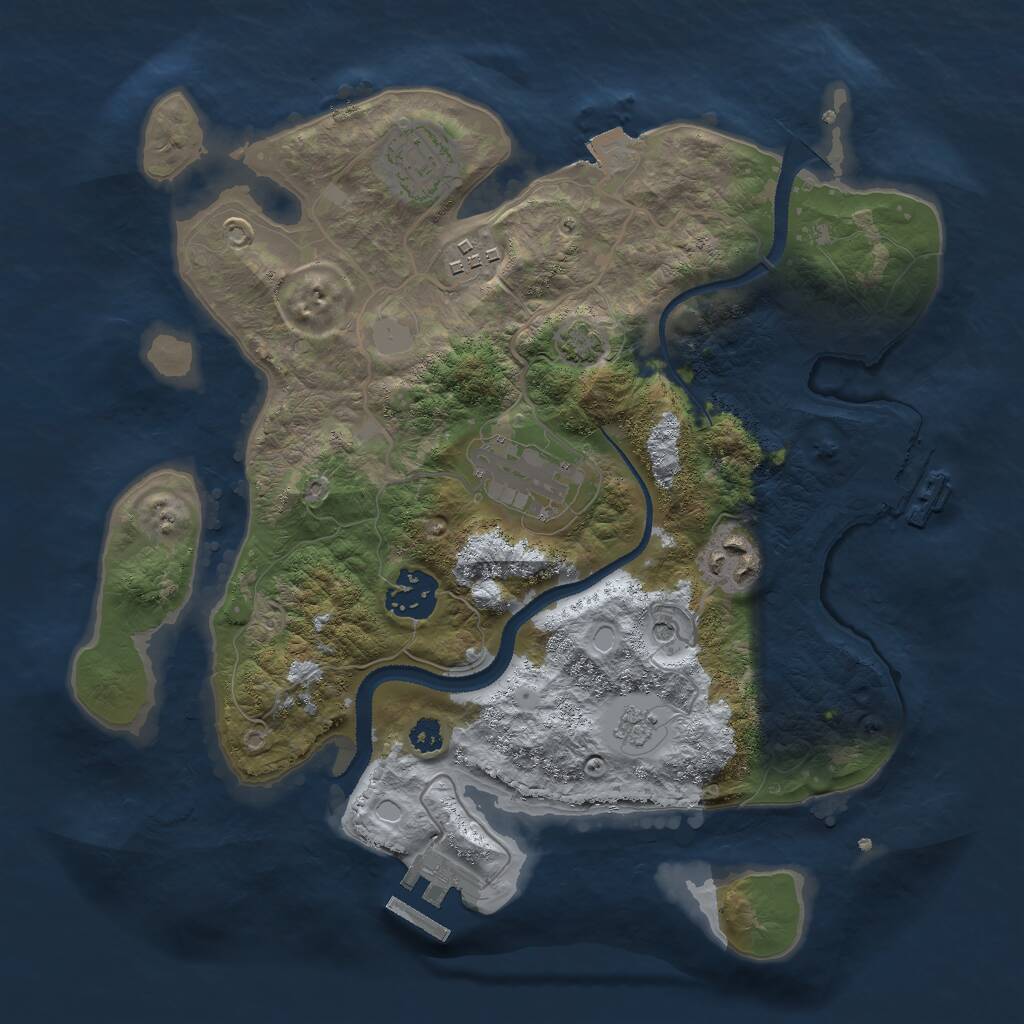 Rust Map: Procedural Map, Size: 3000, Seed: 1236895, 11 Monuments