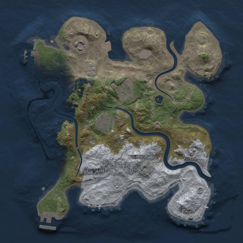 Rust Map: Procedural Map, Size: 3000, Seed: 1496032, 10 Monuments