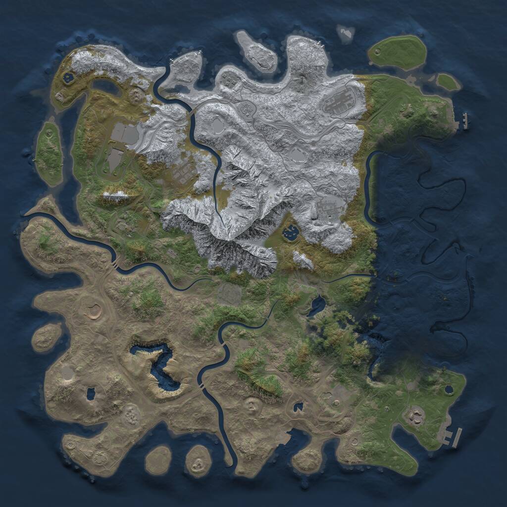 Rust Map: Procedural Map, Size: 5000, Seed: 993697747, 17 Monuments