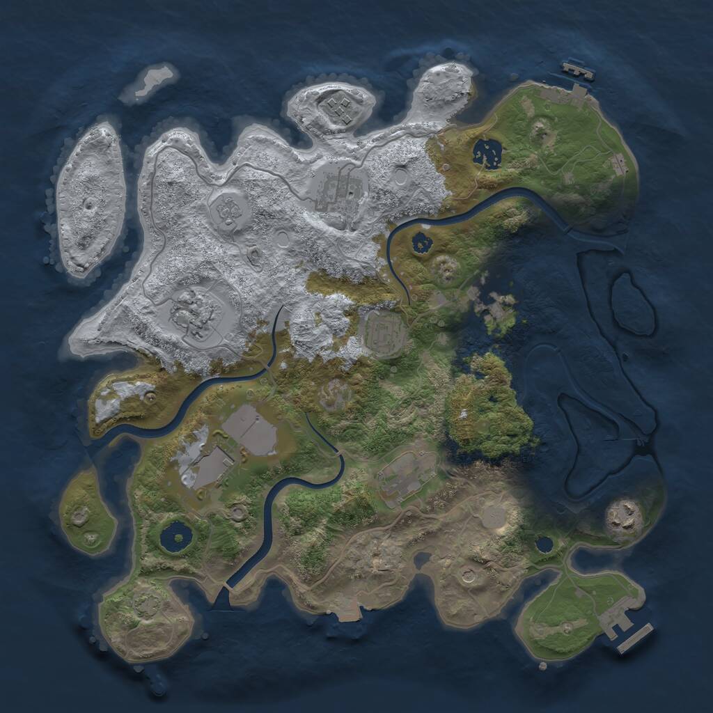 Rust Map: Procedural Map, Size: 3500, Seed: 904543788, 15 Monuments