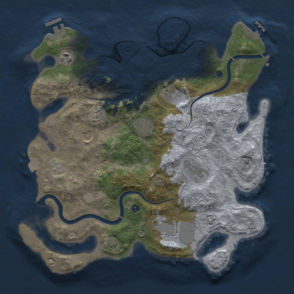 Rust Map: Procedural Map, Size: 3500, Seed: 2076926881, 13 Monuments