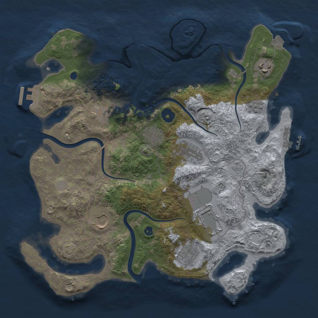 Rust Map: Procedural Map, Size: 3500, Seed: 2076926881, 14 Monuments