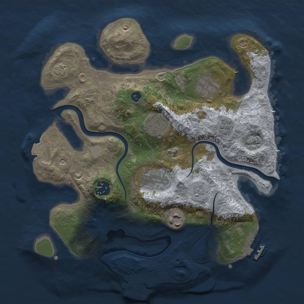 Rust Map: Procedural Map, Size: 3000, Seed: 27383, 12 Monuments