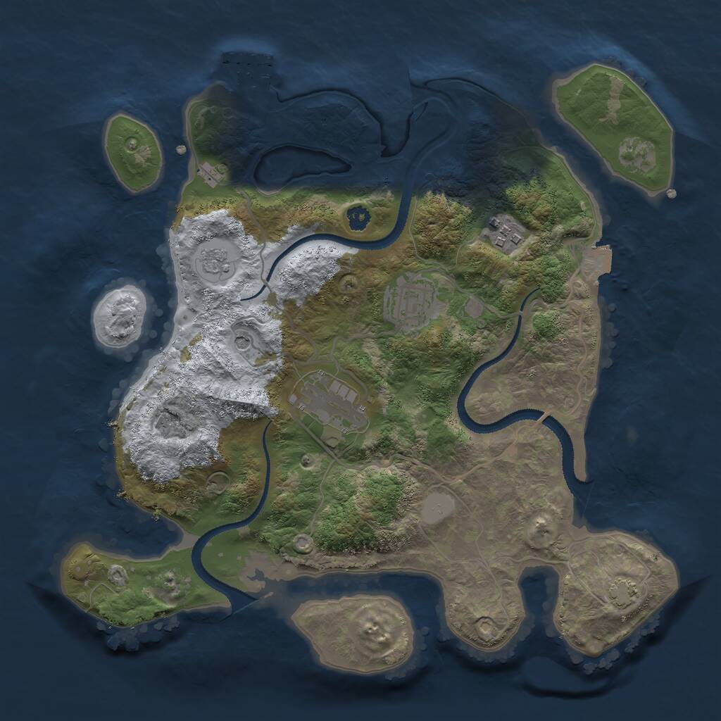 Rust Map: Procedural Map, Size: 3000, Seed: 612648874, 8 Monuments