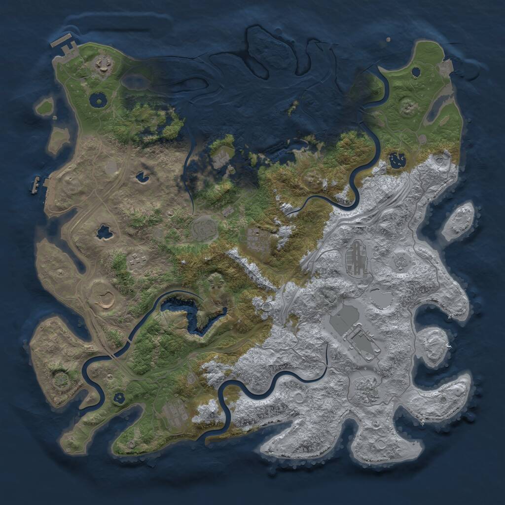 Rust Map: Procedural Map, Size: 4500, Seed: 58489, 17 Monuments