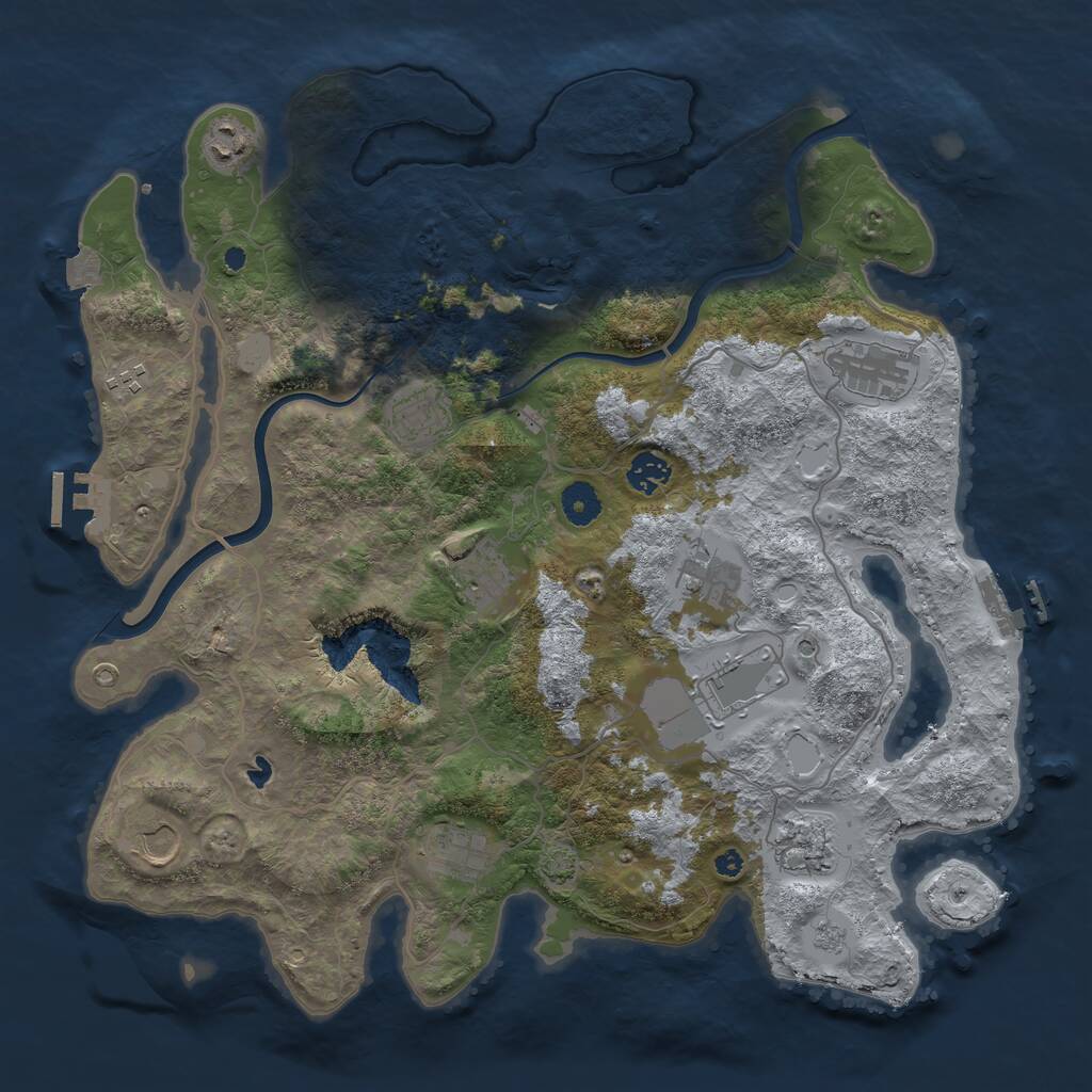 Rust Map: Procedural Map, Size: 4000, Seed: 908520502, 17 Monuments