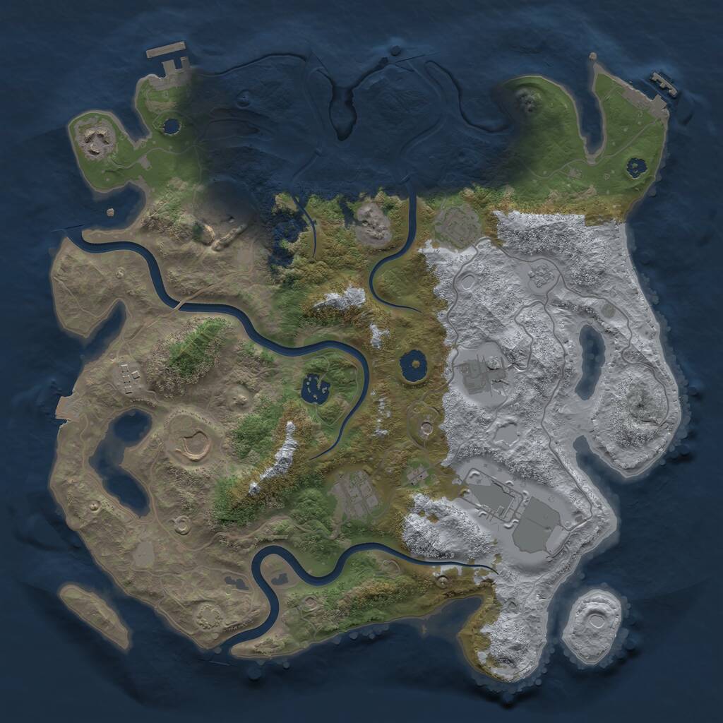 Rust Map: Procedural Map, Size: 3700, Seed: 777230580, 15 Monuments