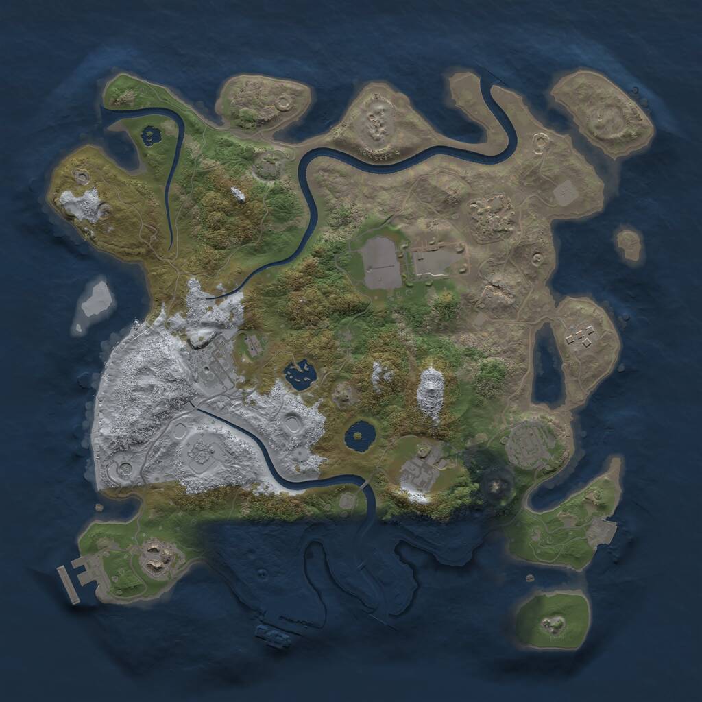 Rust Map: Procedural Map, Size: 3500, Seed: 268993553, 14 Monuments