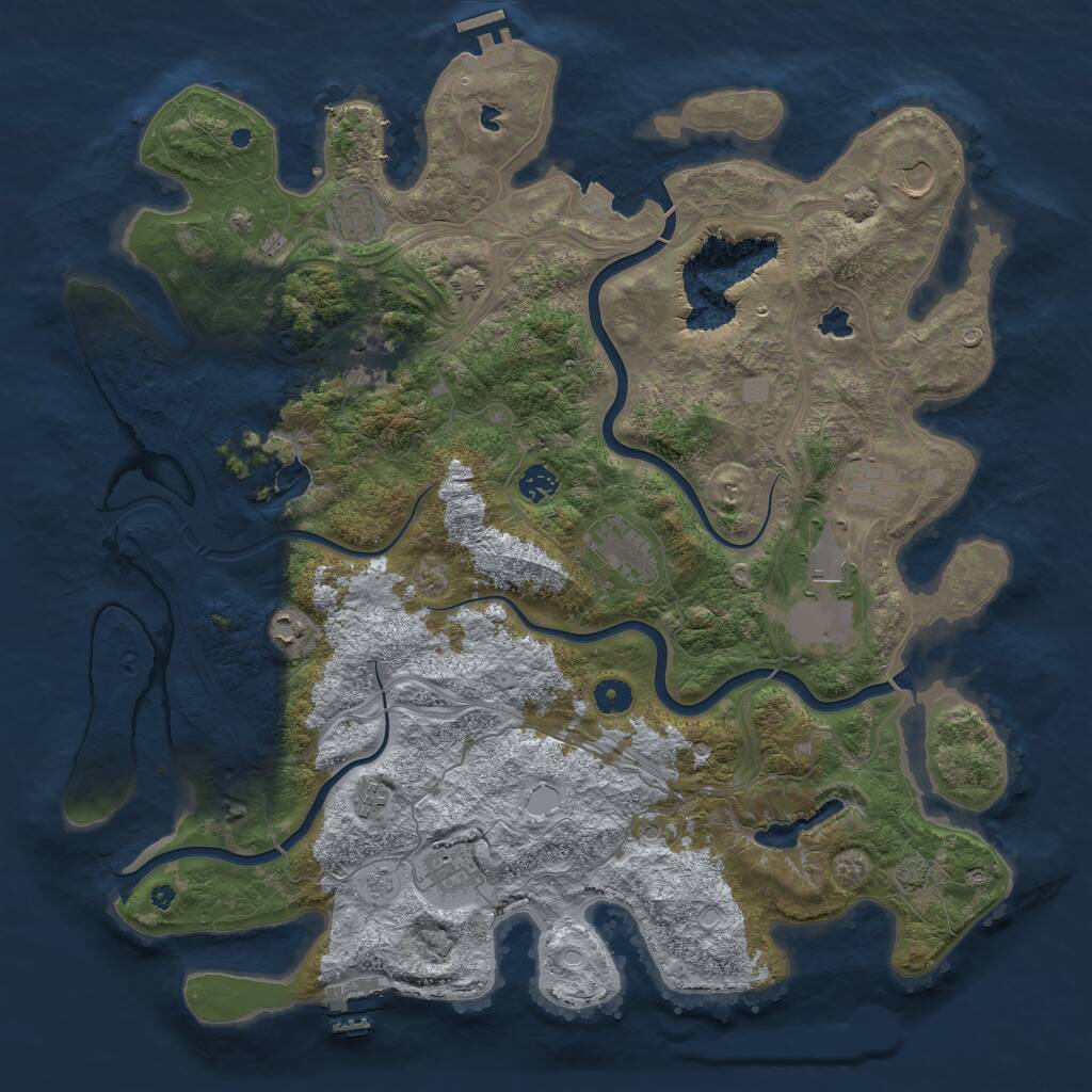 Rust Map: Procedural Map, Size: 4500, Seed: 729909095, 16 Monuments