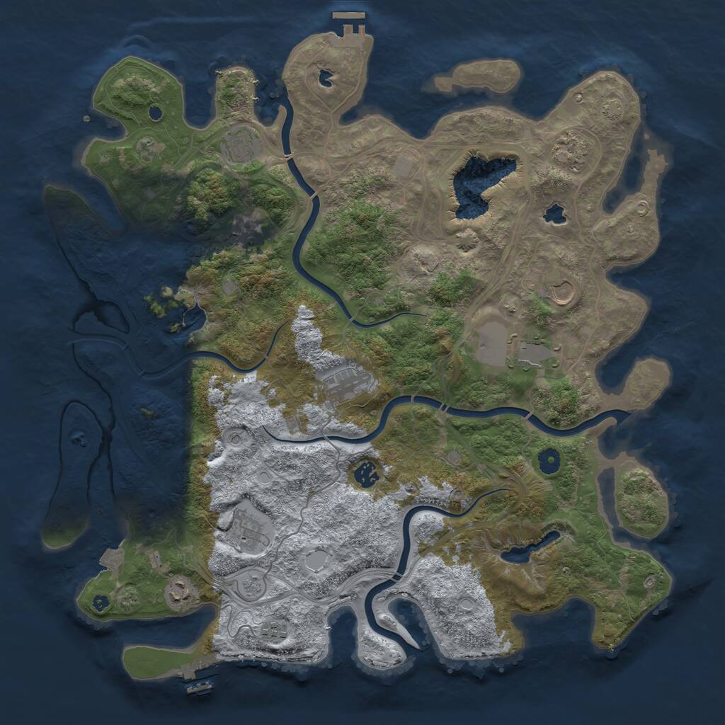 Rust Map: Procedural Map, Size: 4500, Seed: 729909095, 16 Monuments