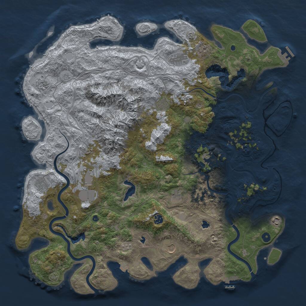 Rust Map: Procedural Map, Size: 5000, Seed: 38320, 17 Monuments