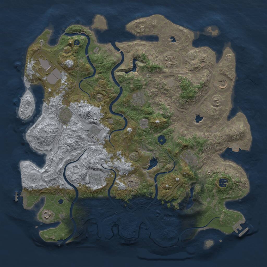 Rust Map: Procedural Map, Size: 4500, Seed: 361274973, 17 Monuments