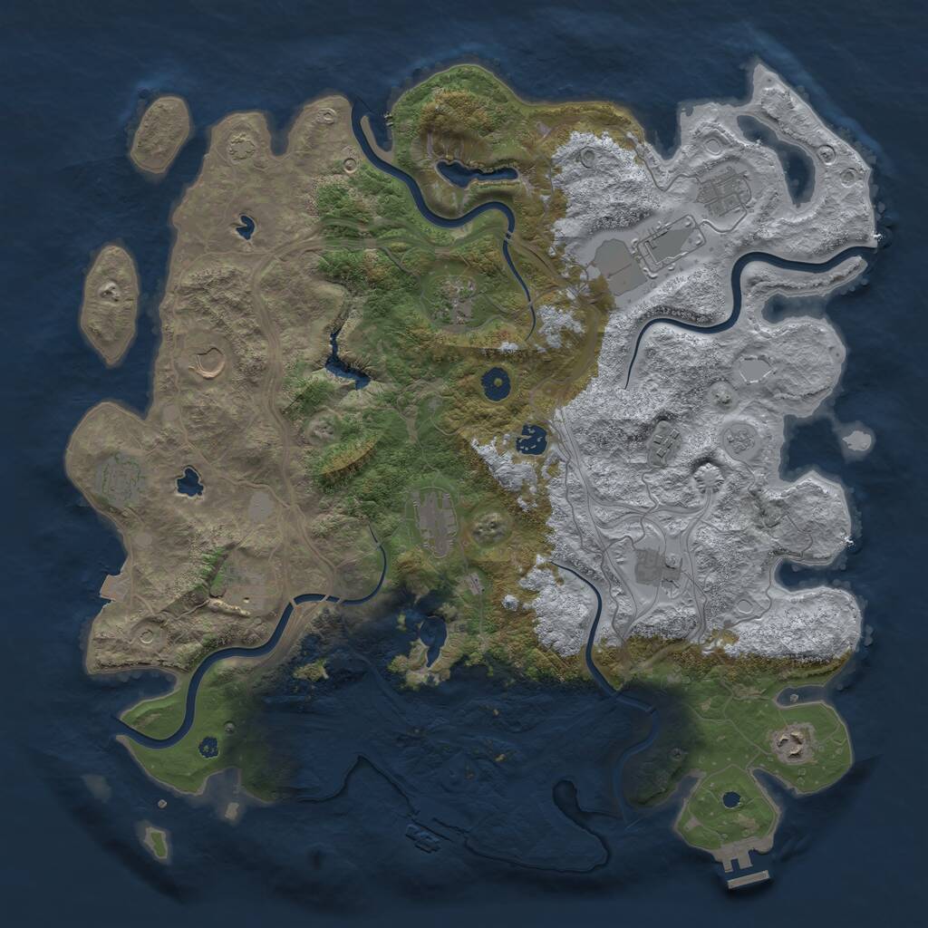 Rust Map: Procedural Map, Size: 4500, Seed: 87474646, 17 Monuments
