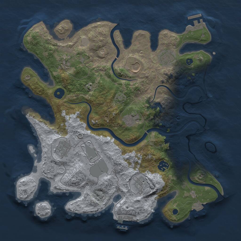 Rust Map: Procedural Map, Size: 3500, Seed: 1338069948, 15 Monuments