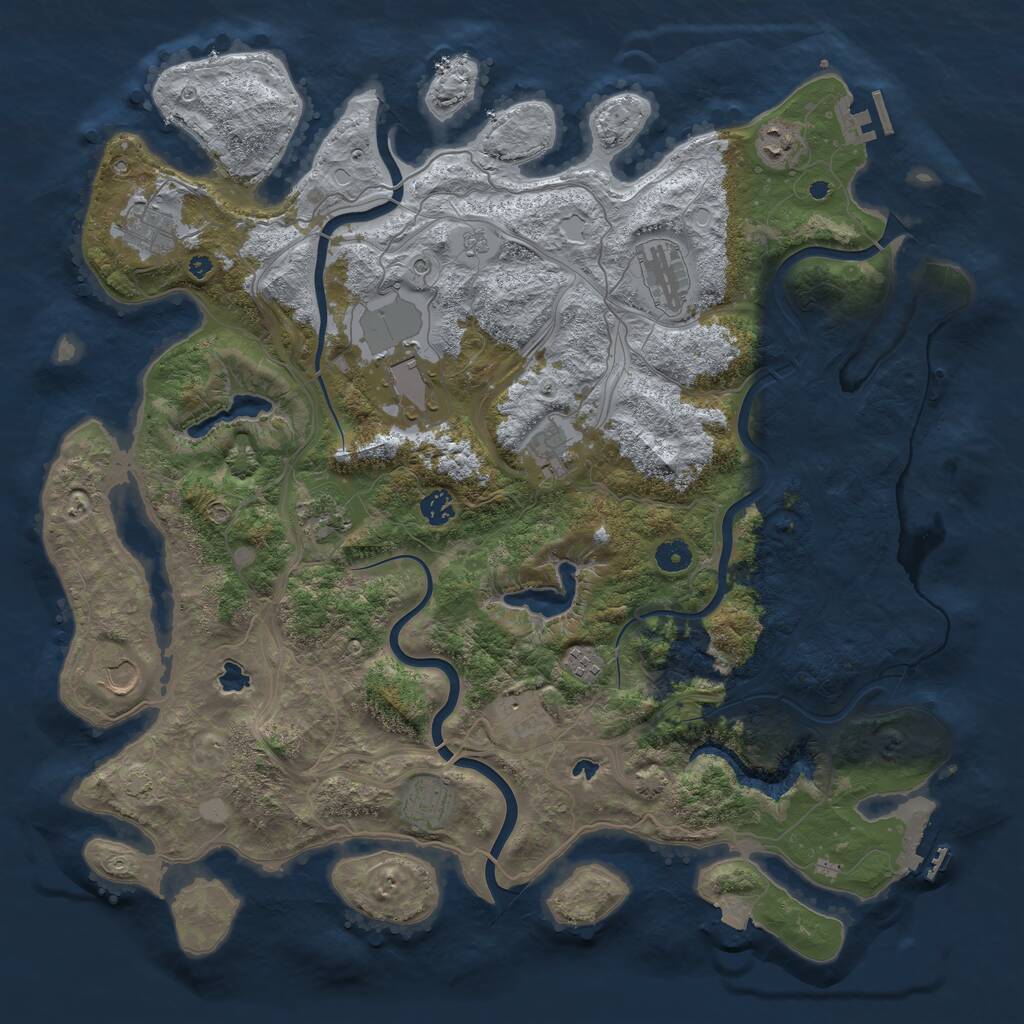 Rust Map: Procedural Map, Size: 4500, Seed: 1240357866, 17 Monuments