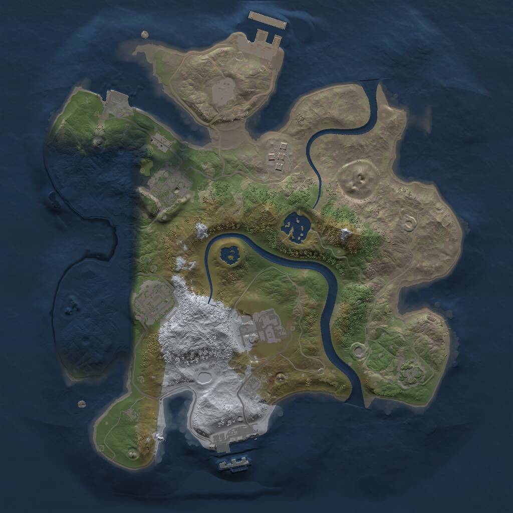Rust Map: Procedural Map, Size: 2700, Seed: 2043198055, 9 Monuments