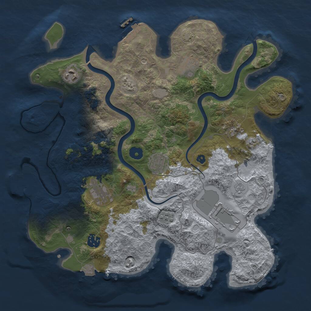 Rust Map: Procedural Map, Size: 3500, Seed: 362255426, 14 Monuments