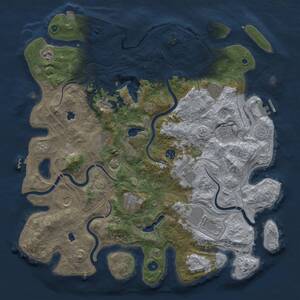 Thumbnail Rust Map: Procedural Map, Size: 4500, Seed: 1433314147, 16 Monuments