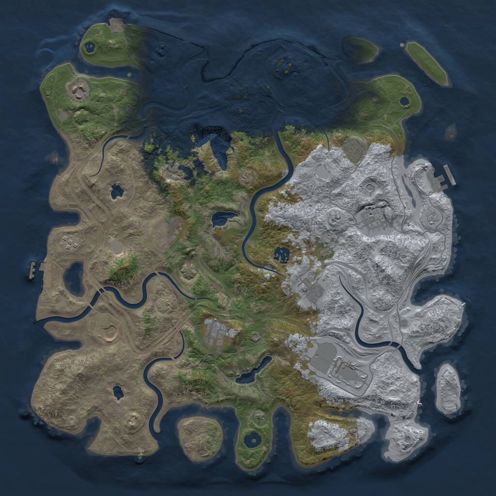 Rust Map: Procedural Map, Size: 4500, Seed: 1433314147, 16 Monuments