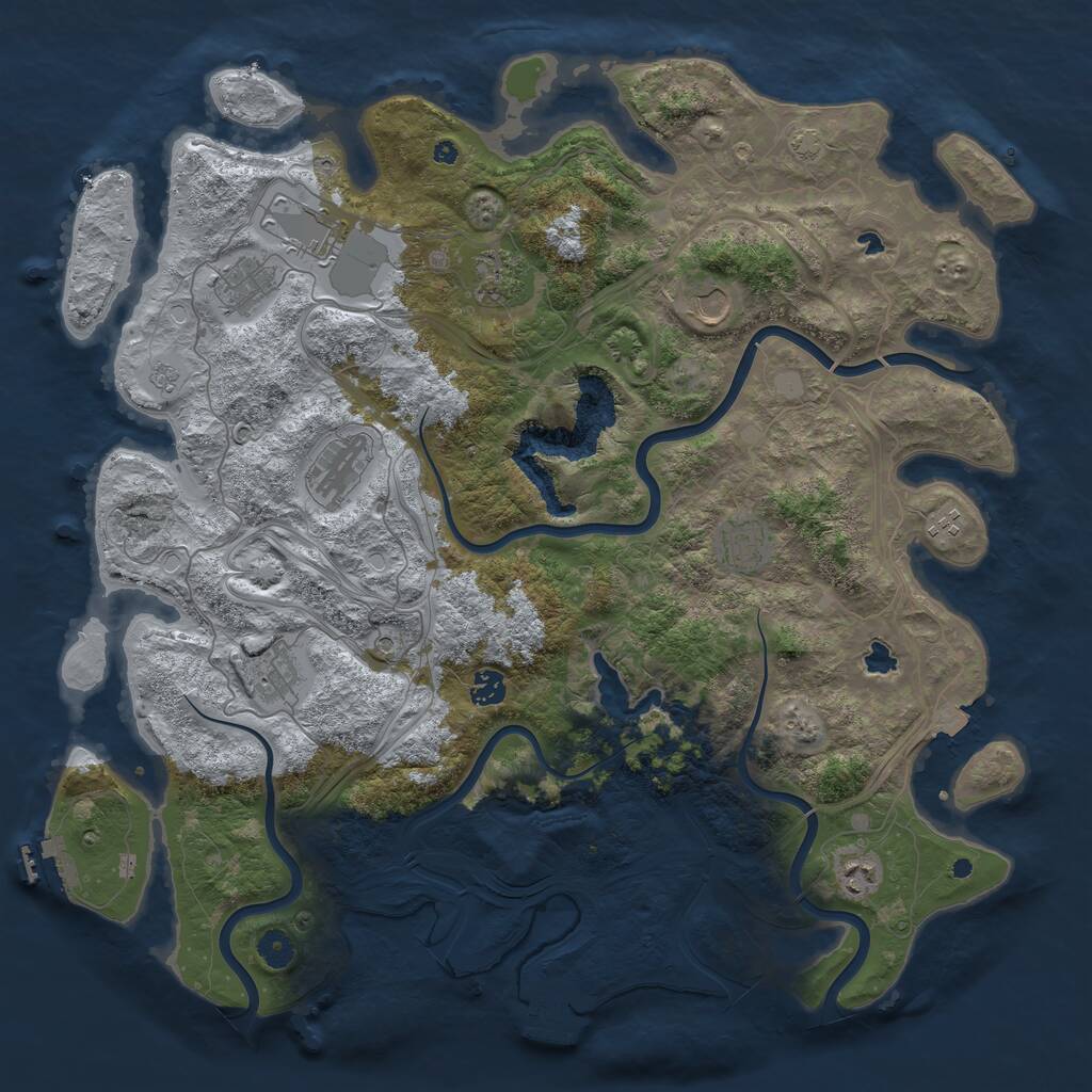 Rust Map: Procedural Map, Size: 4500, Seed: 2120837909, 16 Monuments