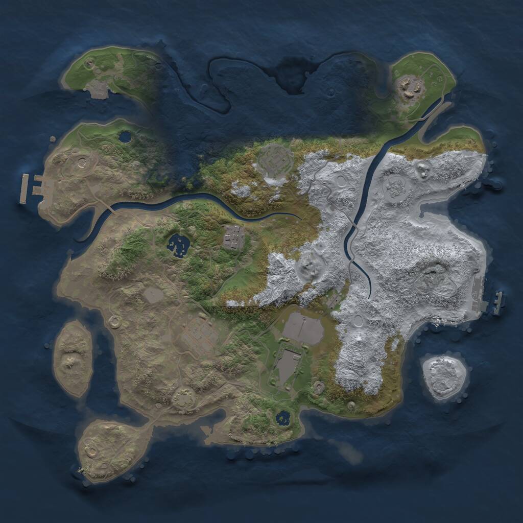 Rust Map: Procedural Map, Size: 3500, Seed: 988916021, 12 Monuments