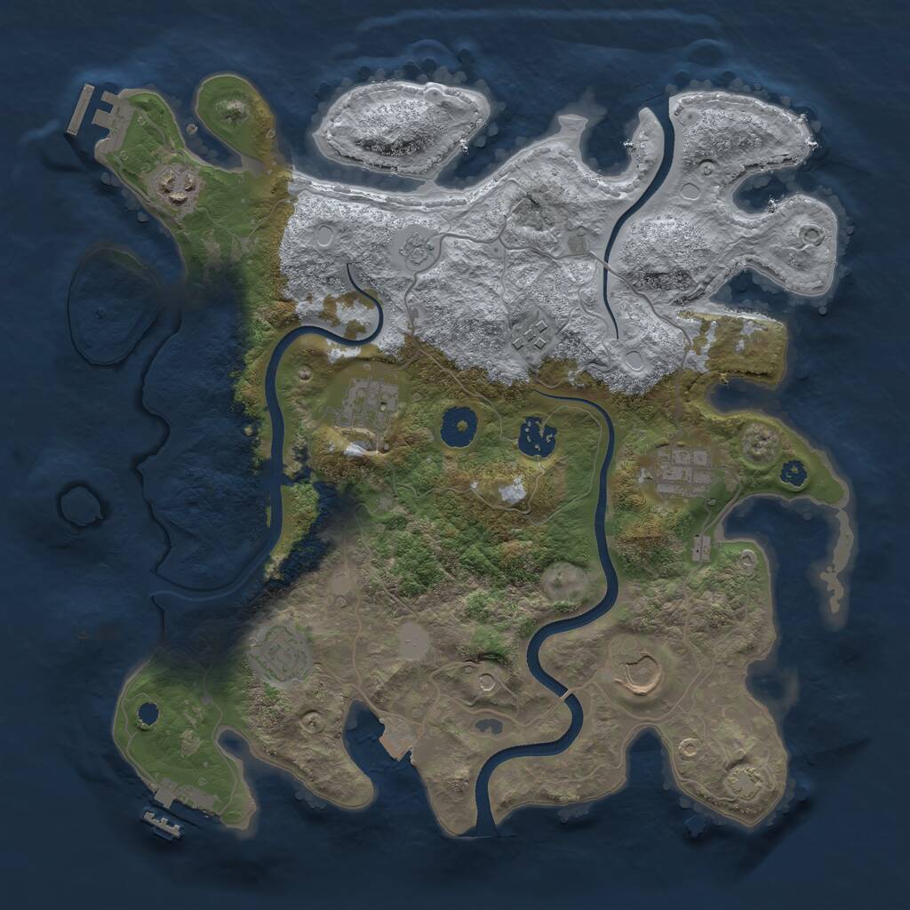 Rust Map: Procedural Map, Size: 3500, Seed: 82136, 13 Monuments