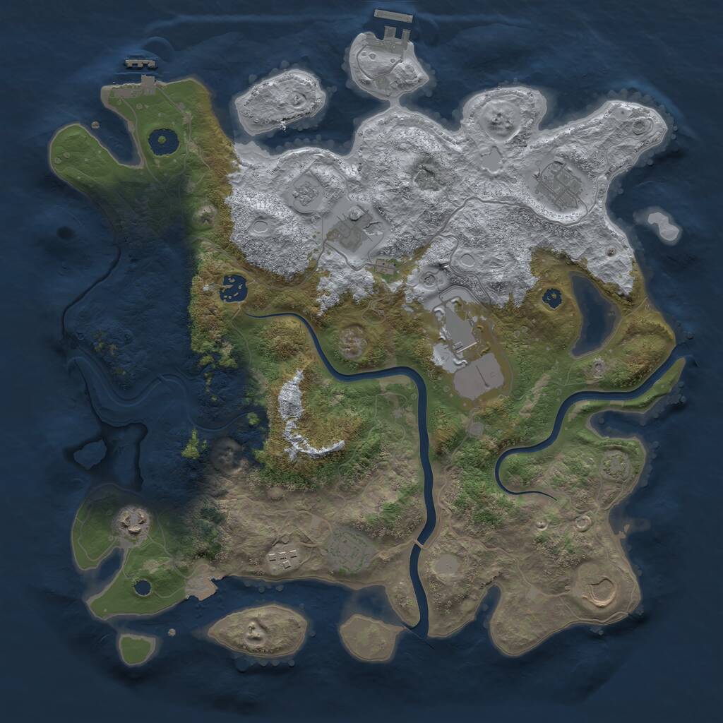 Rust Map: Procedural Map, Size: 3800, Seed: 348738332, 14 Monuments