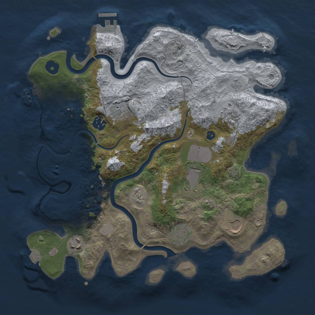 Rust Map: Procedural Map, Size: 3500, Seed: 2020055656, 14 Monuments
