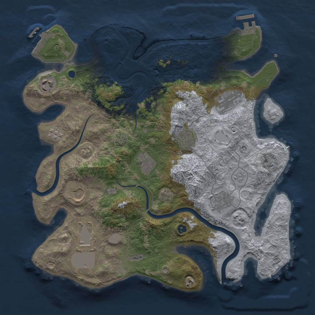 Rust Map: Procedural Map, Size: 3500, Seed: 1049068184, 14 Monuments