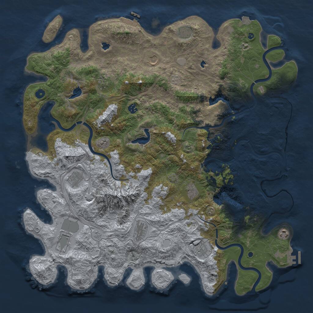 Rust Map: Procedural Map, Size: 5000, Seed: 1545634100, 17 Monuments