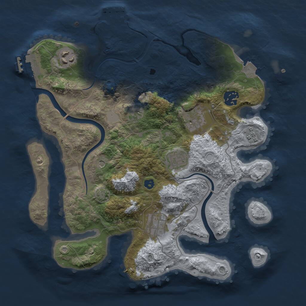 Rust Map: Procedural Map, Size: 3000, Seed: 1105530636, 11 Monuments