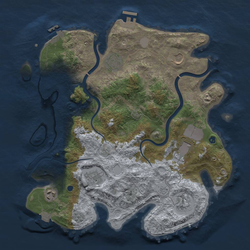 Rust Map: Procedural Map, Size: 3500, Seed: 683103865, 13 Monuments