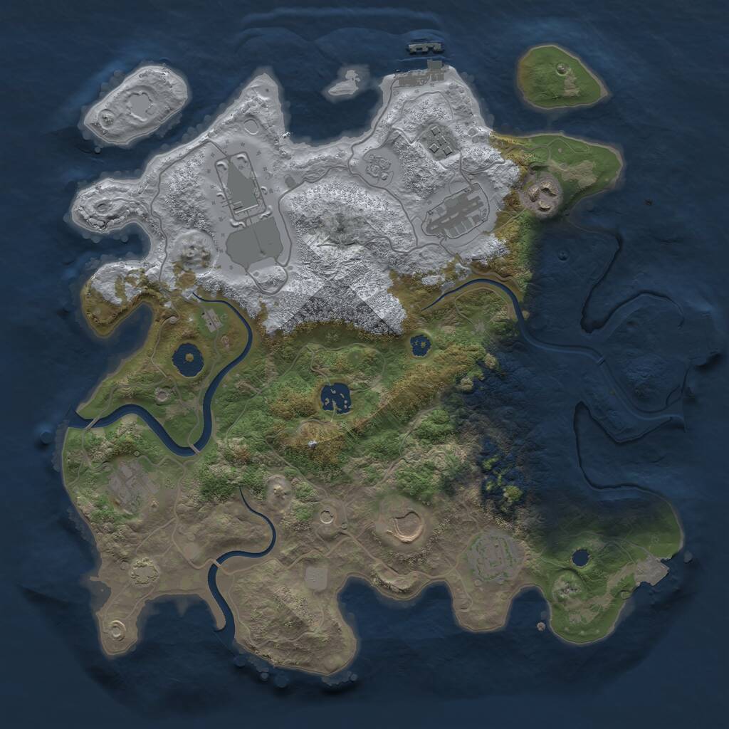 Rust Map: Procedural Map, Size: 3500, Seed: 635160672, 14 Monuments