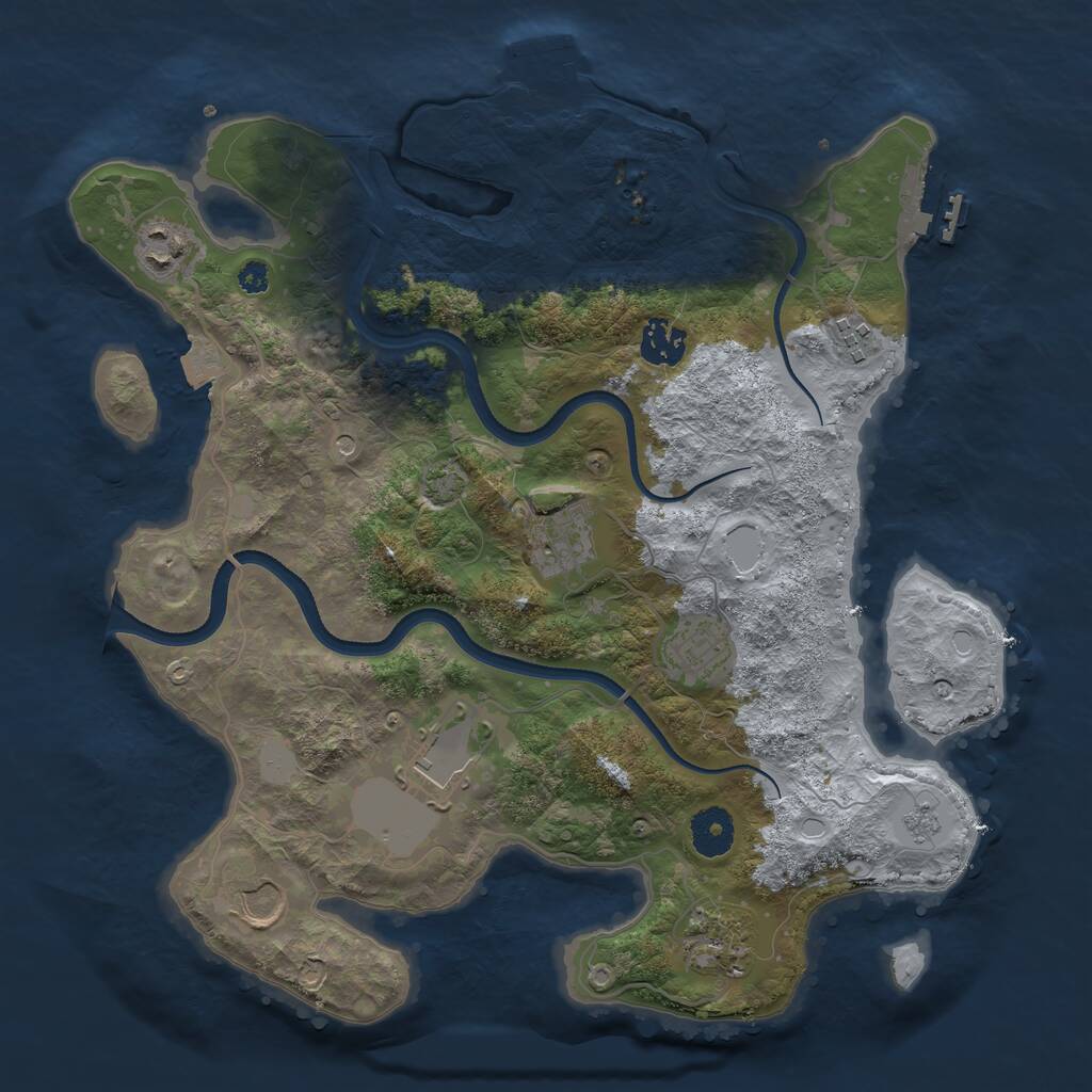 Rust Map: Procedural Map, Size: 3500, Seed: 1034, 14 Monuments