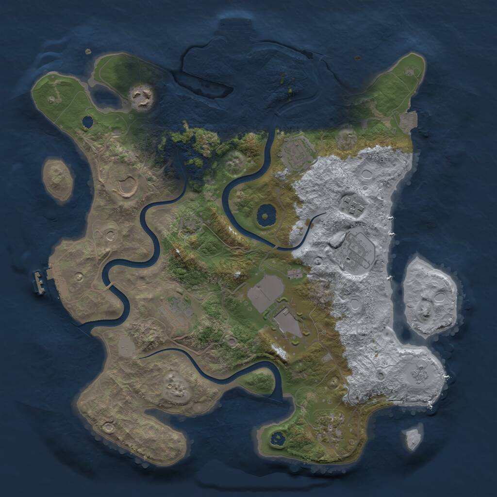 Rust Map: Procedural Map, Size: 3500, Seed: 1034, 14 Monuments