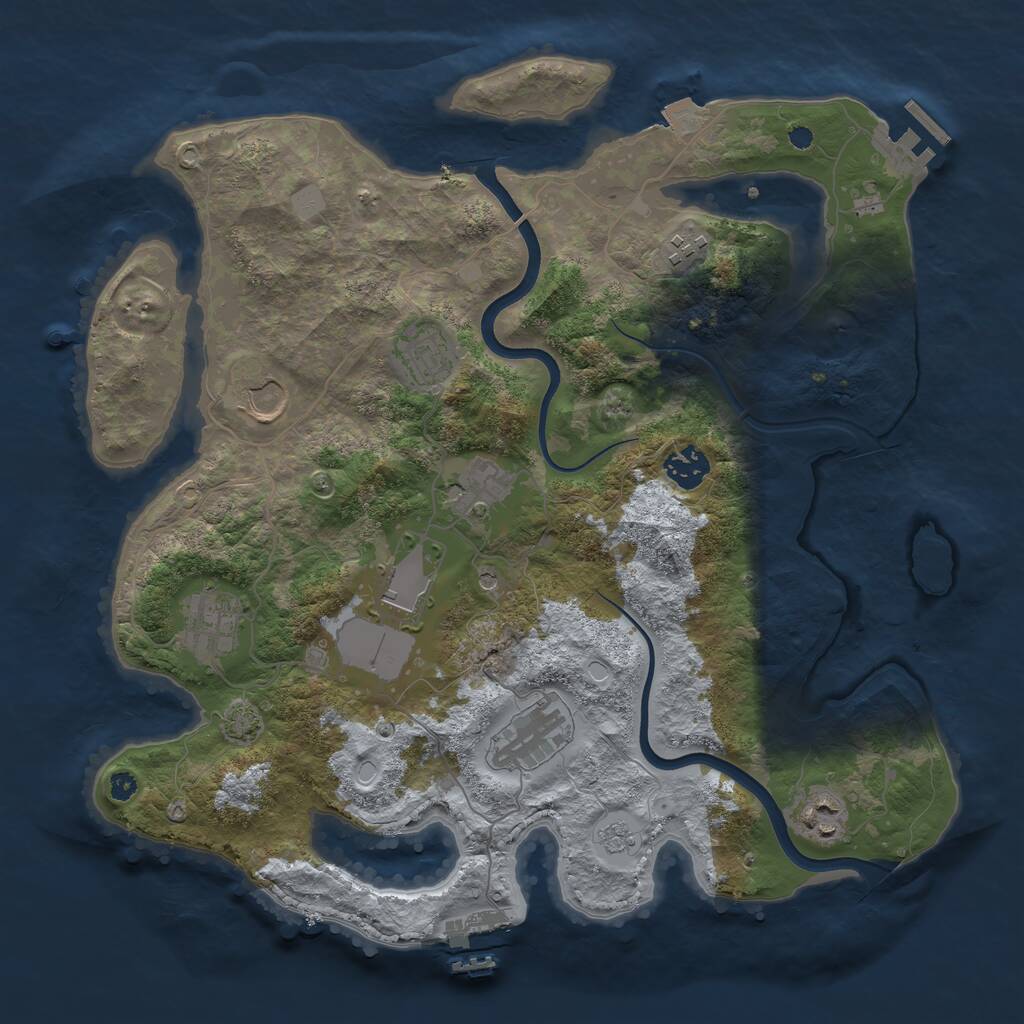 Rust Map: Procedural Map, Size: 3650, Seed: 990814681, 15 Monuments