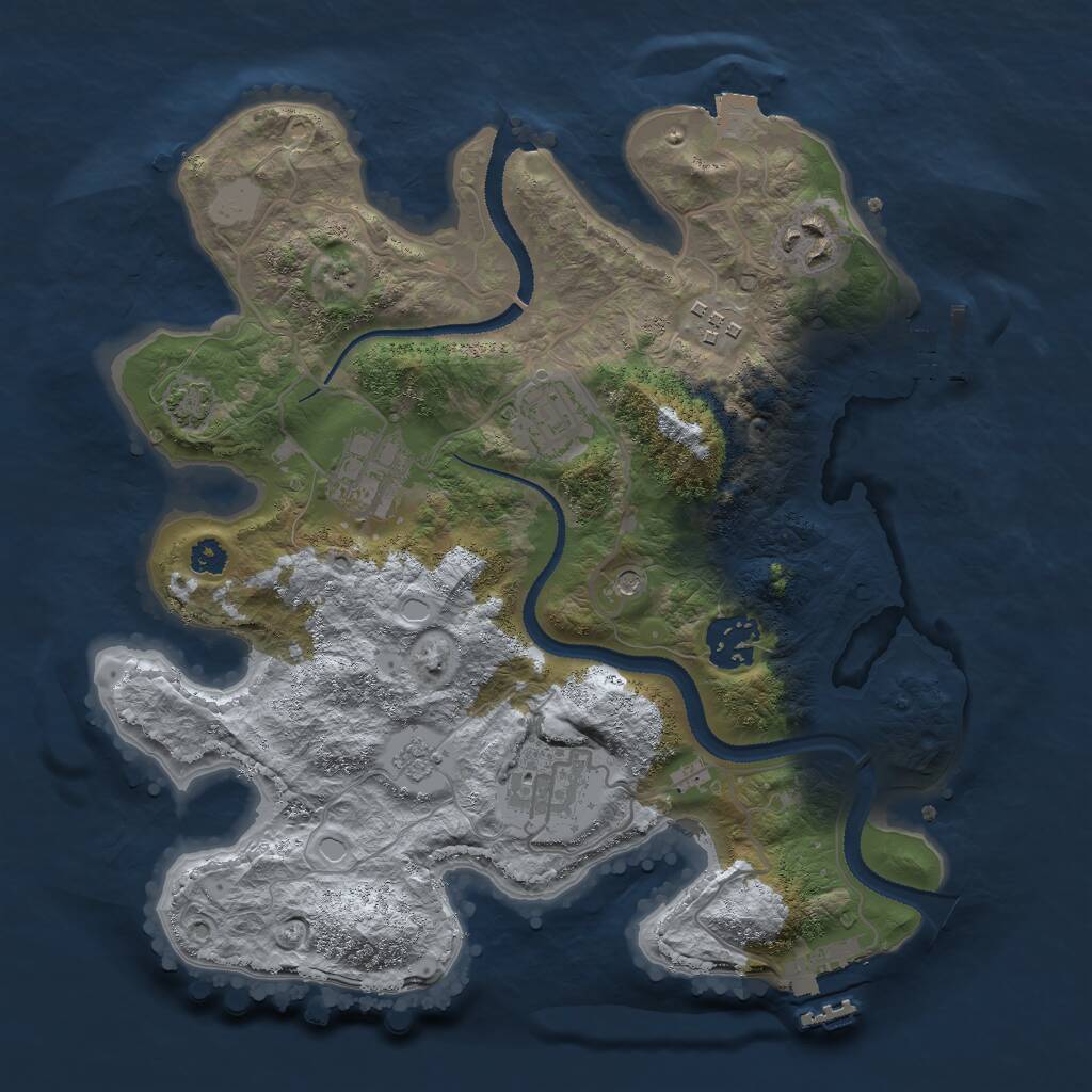 Rust Map: Procedural Map, Size: 3000, Seed: 964389732, 12 Monuments