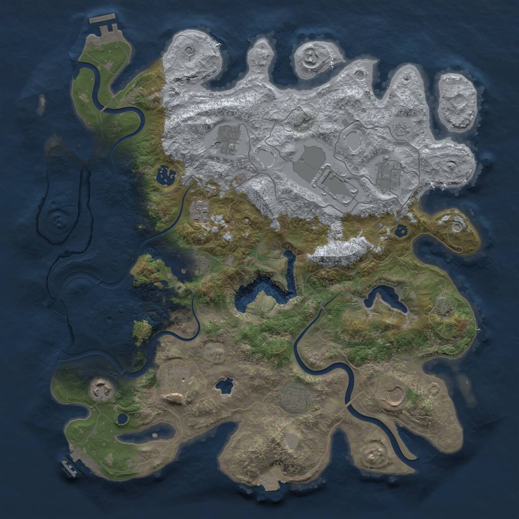 Rust Map: Procedural Map, Size: 4000, Seed: 1732348229, 16 Monuments