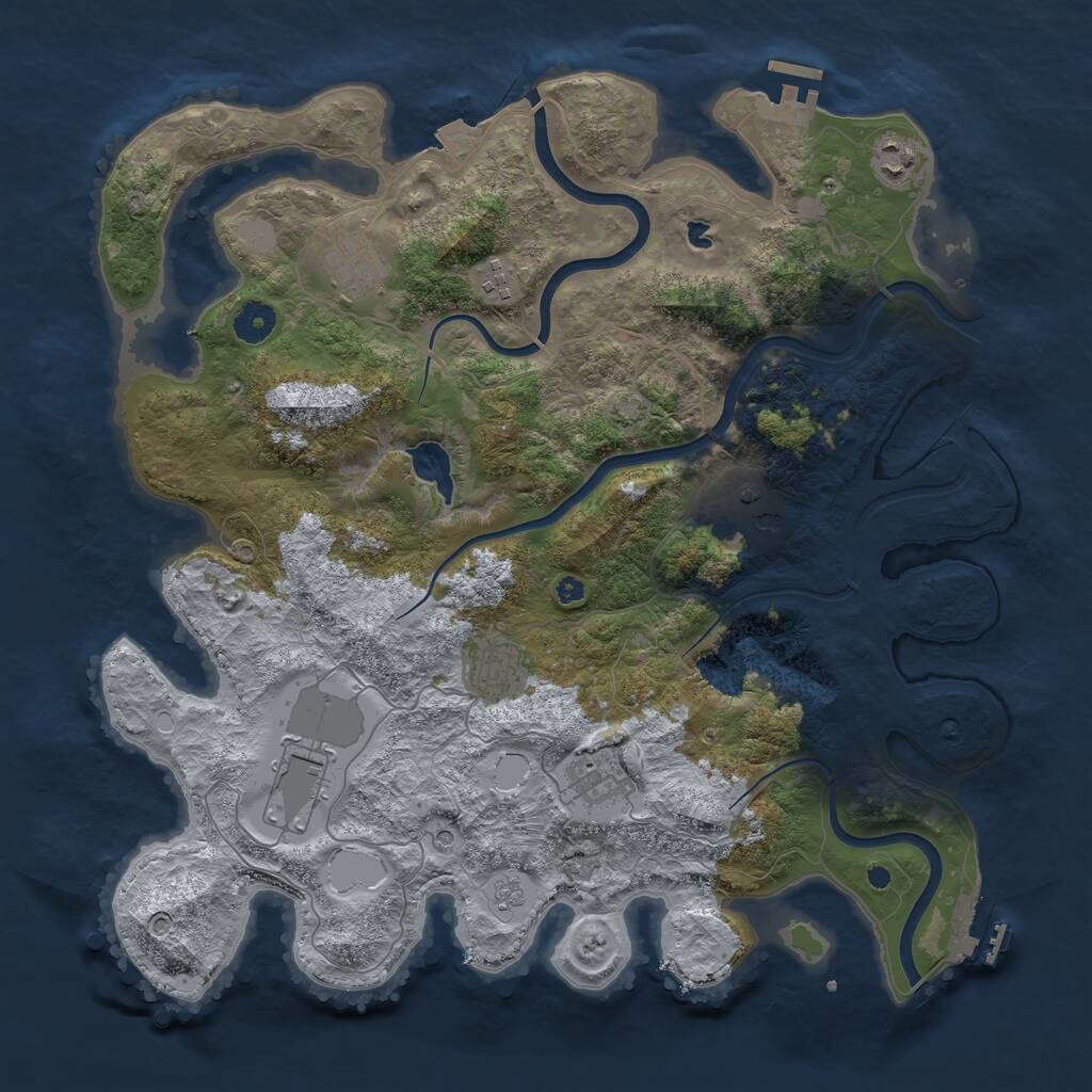 Rust Map: Procedural Map, Size: 4000, Seed: 1545634100, 13 Monuments