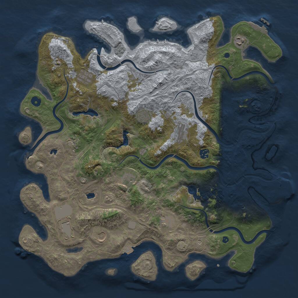 Rust Map: Procedural Map, Size: 4500, Seed: 573886127, 17 Monuments