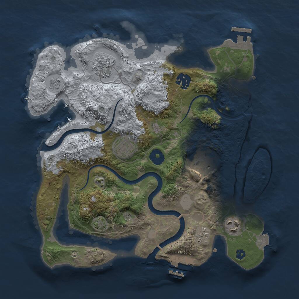 Rust Map: Procedural Map, Size: 3000, Seed: 17072, 12 Monuments