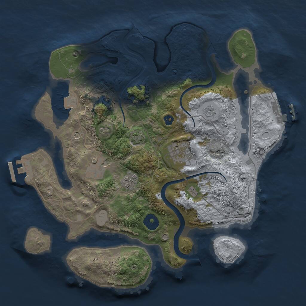 Rust Map: Procedural Map, Size: 3000, Seed: 20217, 9 Monuments