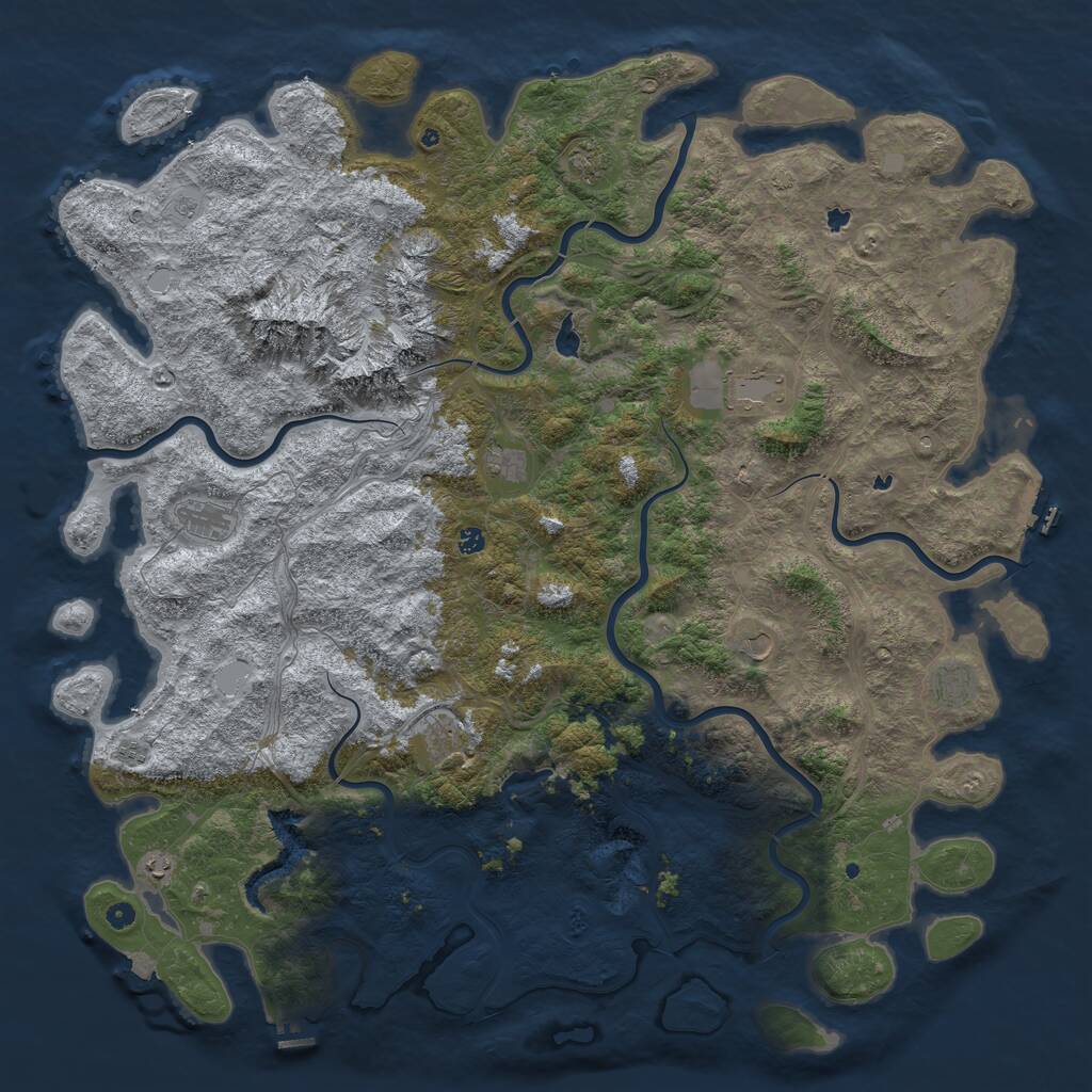 Rust Map: Procedural Map, Size: 6000, Seed: 1362280171, 19 Monuments